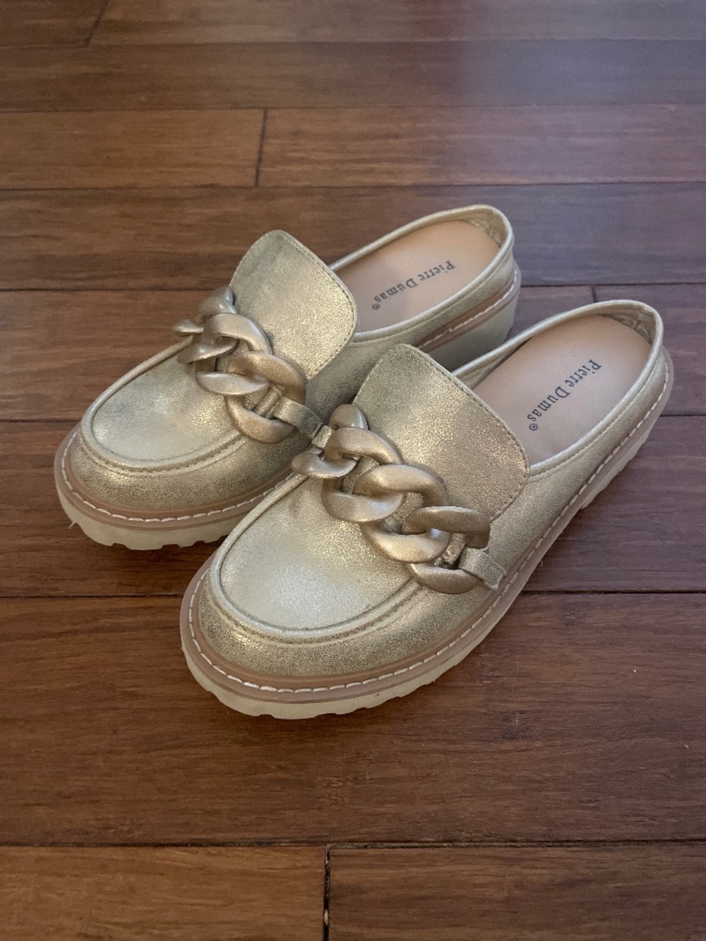 Pierre Dumas gold loafer slip-ons